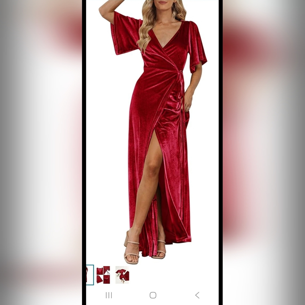Elegant Red Velvet Maxi Dress